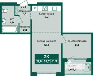 2-к квартира, вторичка, 42м2, 2/17 этаж