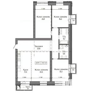 4-к квартира, строящийся дом, 130м2, 4/9 этаж