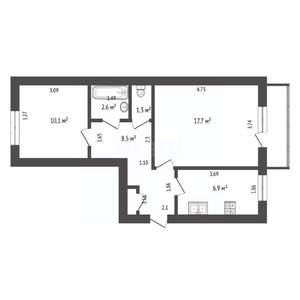 2-к квартира, вторичка, 45м2, 5/5 этаж