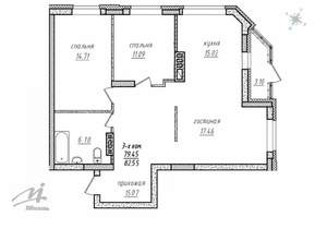 3-к квартира, вторичка, 82м2, 1/16 этаж