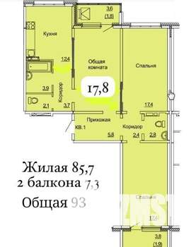 3-к квартира, вторичка, 93м2, 7/16 этаж