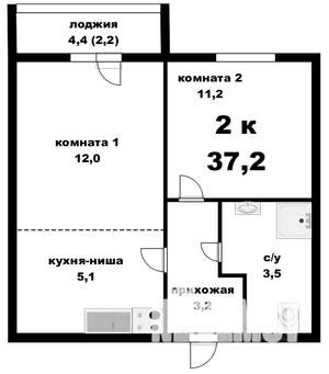 2-к квартира, вторичка, 35м2, 8/18 этаж
