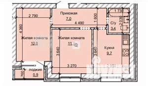 2-к квартира, вторичка, 45м2, 2/10 этаж