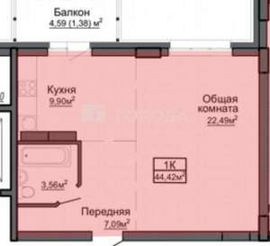 2-к квартира, вторичка, 44м2, 5/10 этаж