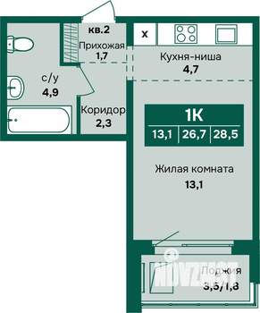 1-к квартира, вторичка, 29м2, 4/17 этаж
