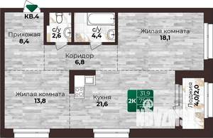 2-к квартира, строящийся дом, 78м2, 1/22 этаж