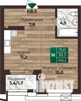 1-к квартира, вторичка, 40м2, 9/22 этаж