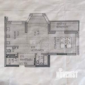 2-к квартира, вторичка, 67м2, 12/23 этаж