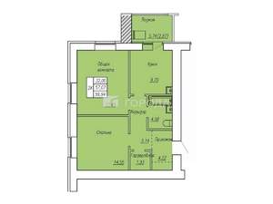 2-к квартира, вторичка, 61м2, 8/17 этаж