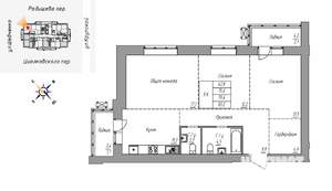 3-к квартира, строящийся дом, 83м2, 13/16 этаж
