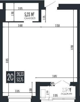 2-к квартира, строящийся дом, 53м2, 9/15 этаж