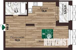 1-к квартира, строящийся дом, 51м2, 2/22 этаж