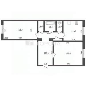 2-к квартира, вторичка, 60м2, 3/4 этаж