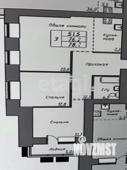 3-к квартира, вторичка, 77м2, 13/16 этаж