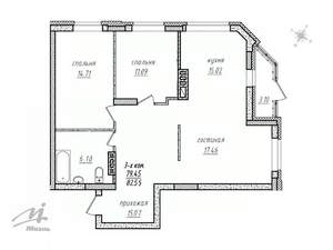 3-к квартира, вторичка, 82м2, 1/16 этаж