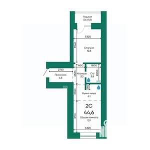 2-к квартира, вторичка, 45м2, 1/10 этаж