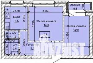 2-к квартира, строящийся дом, 45м2, 8/10 этаж