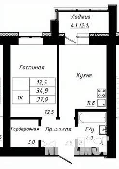 1-к квартира, строящийся дом, 37м2, 5/10 этаж