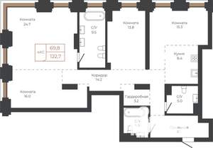 4-к квартира, строящийся дом, 123м2, 6/27 этаж