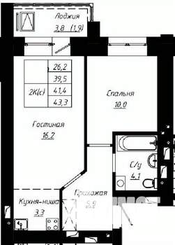 2-к квартира, строящийся дом, 41м2, 11/16 этаж