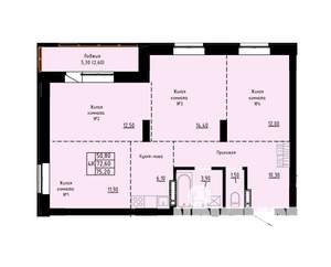 4-к квартира, строящийся дом, 75м2, 8/9 этаж