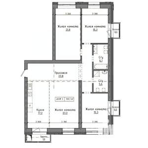 4-к квартира, строящийся дом, 130м2, 4/9 этаж