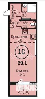 1-к квартира, вторичка, 29м2, 13/19 этаж
