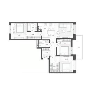 4-к квартира, строящийся дом, 91м2, 5/9 этаж