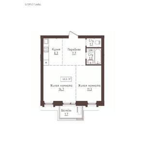 2-к квартира, вторичка, 46м2, 5/23 этаж