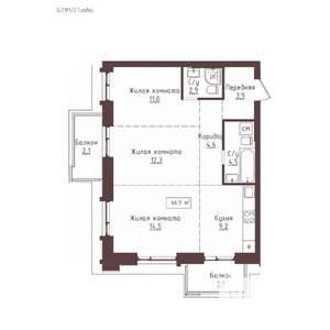 3-к квартира, вторичка, 67м2, 16/23 этаж