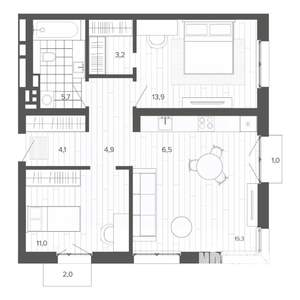 3-к квартира, вторичка, 69м2, 3/9 этаж