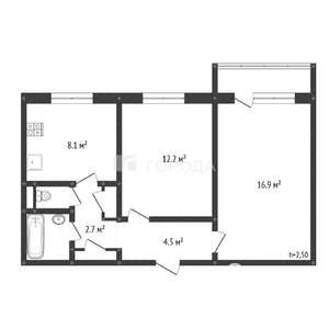 2-к квартира, вторичка, 49м2, 6/10 этаж