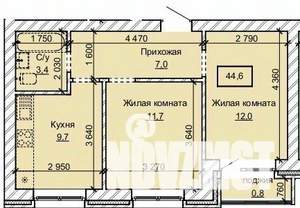 2-к квартира, строящийся дом, 45м2, 8/10 этаж