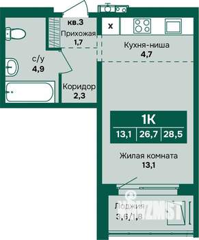 1-к квартира, вторичка, 29м2, 2/17 этаж