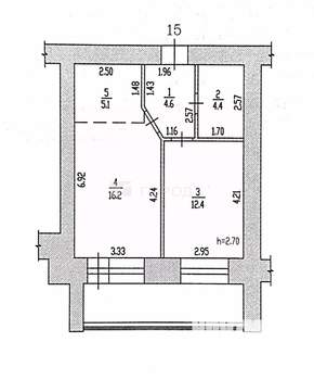 1-к квартира, вторичка, 43м2, 4/15 этаж