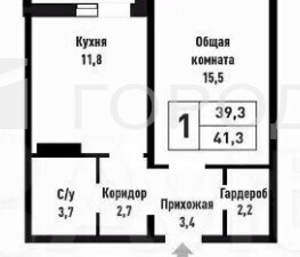 1-к квартира, вторичка, 41м2, 2/16 этаж