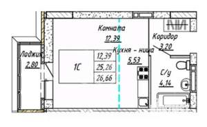 1-к квартира, вторичка, 27м2, 5/16 этаж