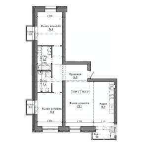 3-к квартира, строящийся дом, 100м2, 3/9 этаж