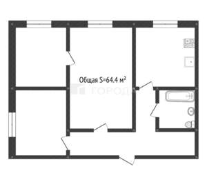 3-к квартира, вторичка, 64м2, 3/10 этаж