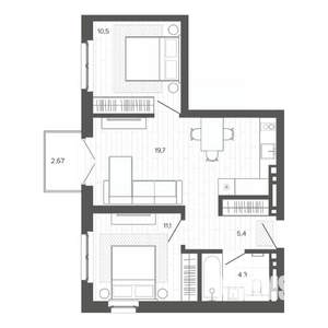 3-к квартира, вторичка, 53м2, 5/9 этаж