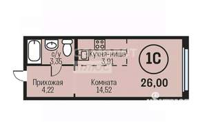 Студия квартира, вторичка, 26м2, 7/23 этаж