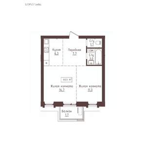 2-к квартира, вторичка, 46м2, 8/23 этаж