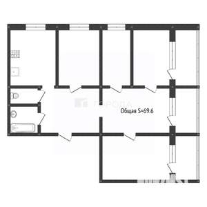 4-к квартира, вторичка, 70м2, 9/9 этаж