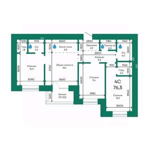 4-к квартира, вторичка, 76м2, 4/10 этаж