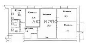 4-к квартира, вторичка, 62м2, 2/5 этаж