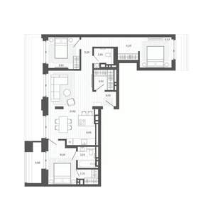 4-к квартира, строящийся дом, 86м2, 9/9 этаж