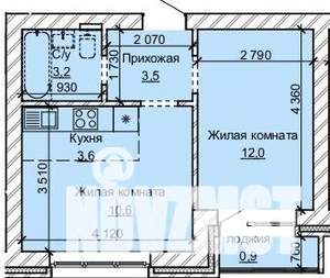 2-к квартира, строящийся дом, 34м2, 6/10 этаж