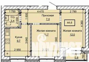 2-к квартира, строящийся дом, 45м2, 9/10 этаж