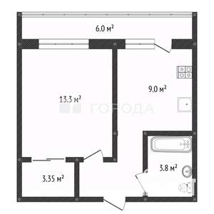1-к квартира, вторичка, 34м2, 4/10 этаж