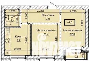 2-к квартира, строящийся дом, 45м2, 5/10 этаж